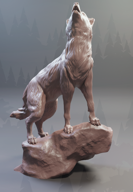 Heulender Wolf / unbemalte Resin Miniatur