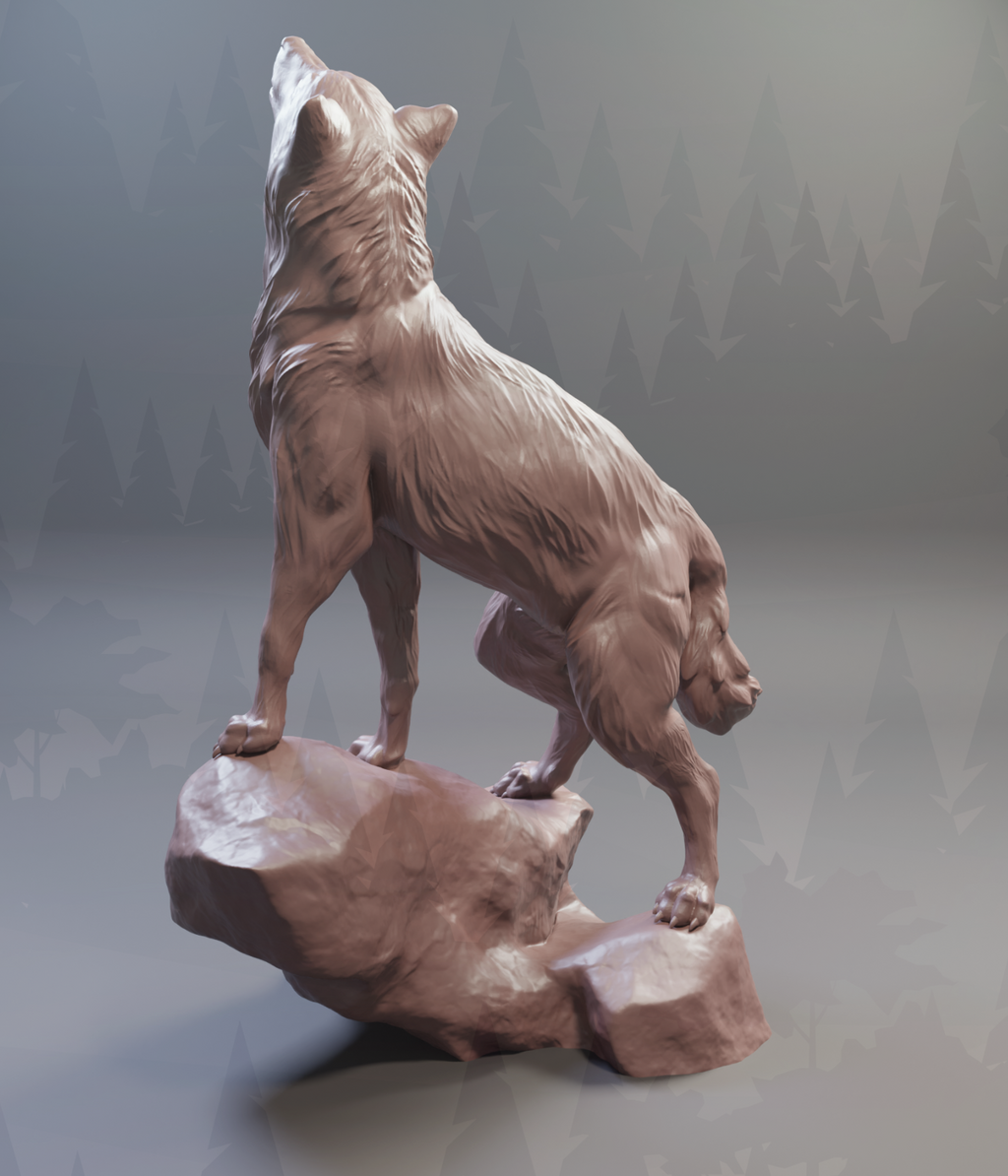 Heulender Wolf / unbemalte Resin Miniatur