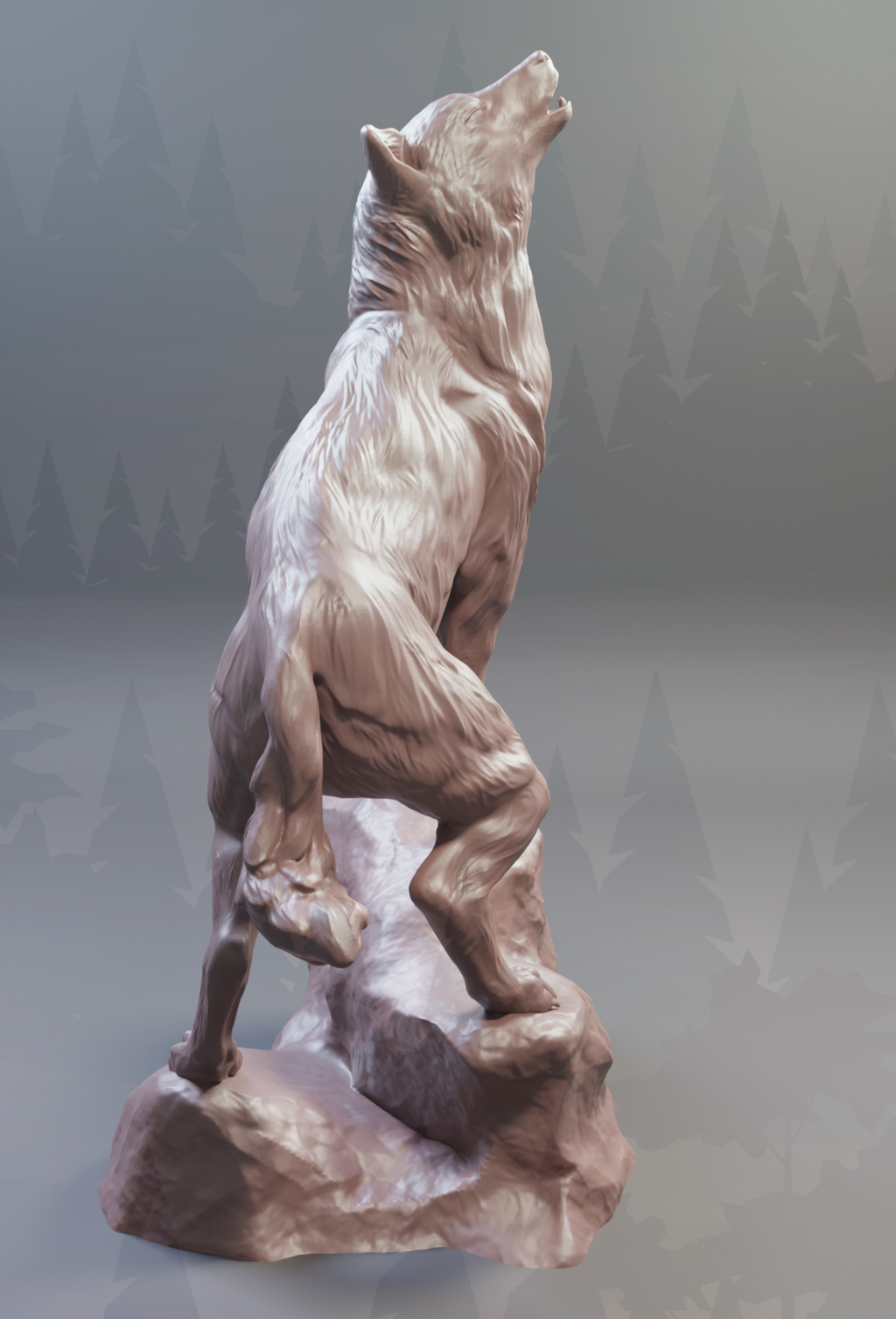 Heulender Wolf / unbemalte Resin Miniatur