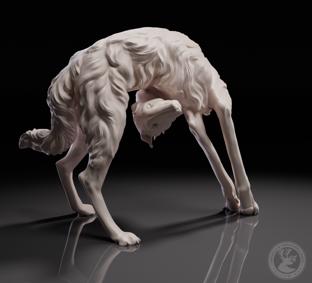 Spielender Borzoi / unbemaltes Resin Miniaturtier