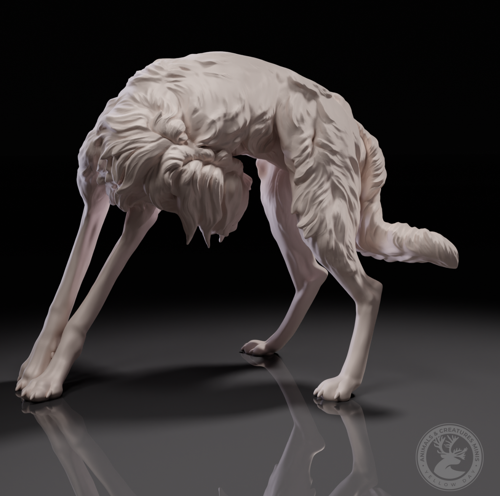 Spielender Borzoi / unbemaltes Resin Miniaturtier