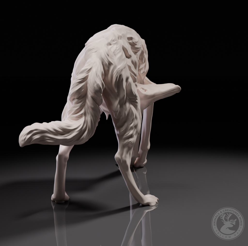 Spielender Borzoi / unbemaltes Resin Miniaturtier