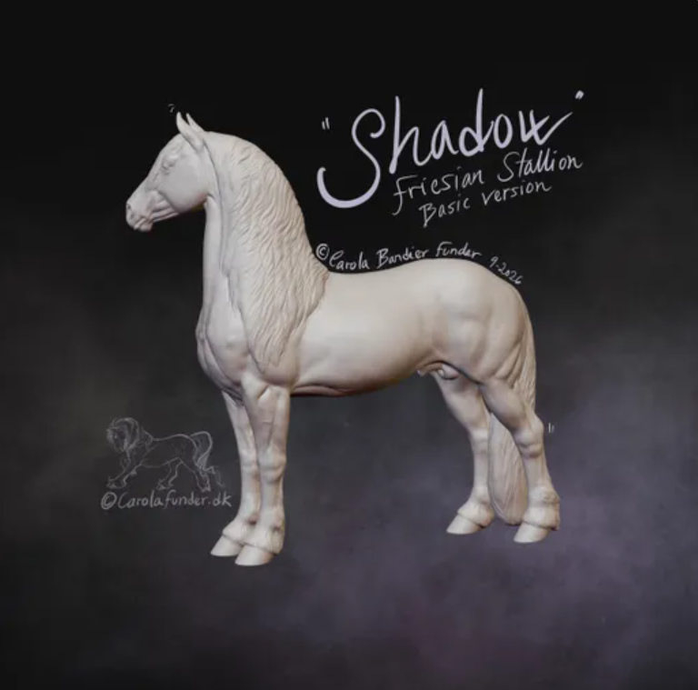 Friesenhengst "Shadow" / unbemaltes Resin Modellpferd