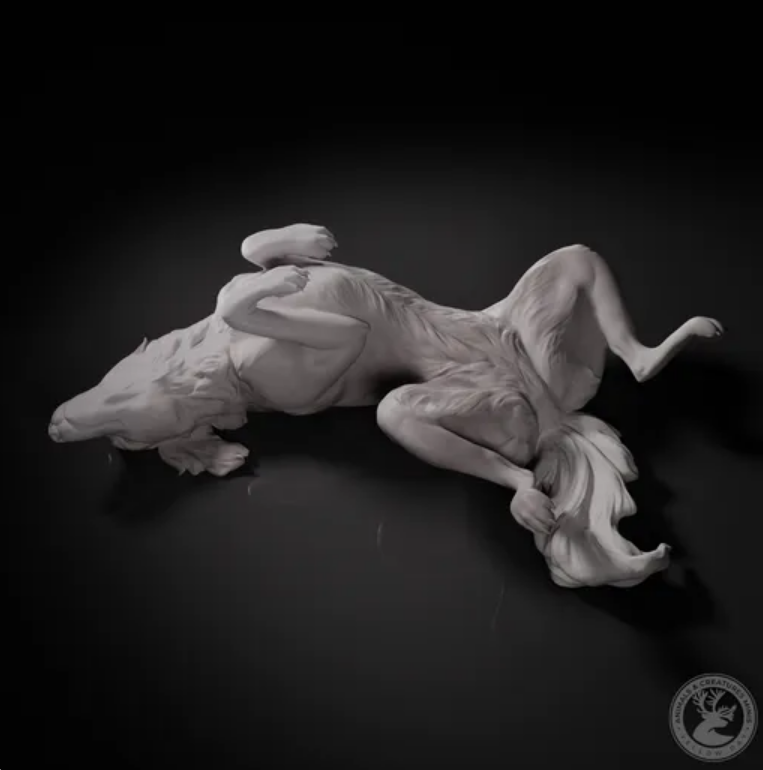 Labrador liegt auf Rücken / unbemaltes Resin Miniaturtier