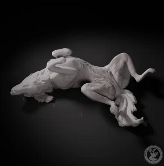 Labrador liegt auf Rücken / unbemaltes Resin Miniaturtier