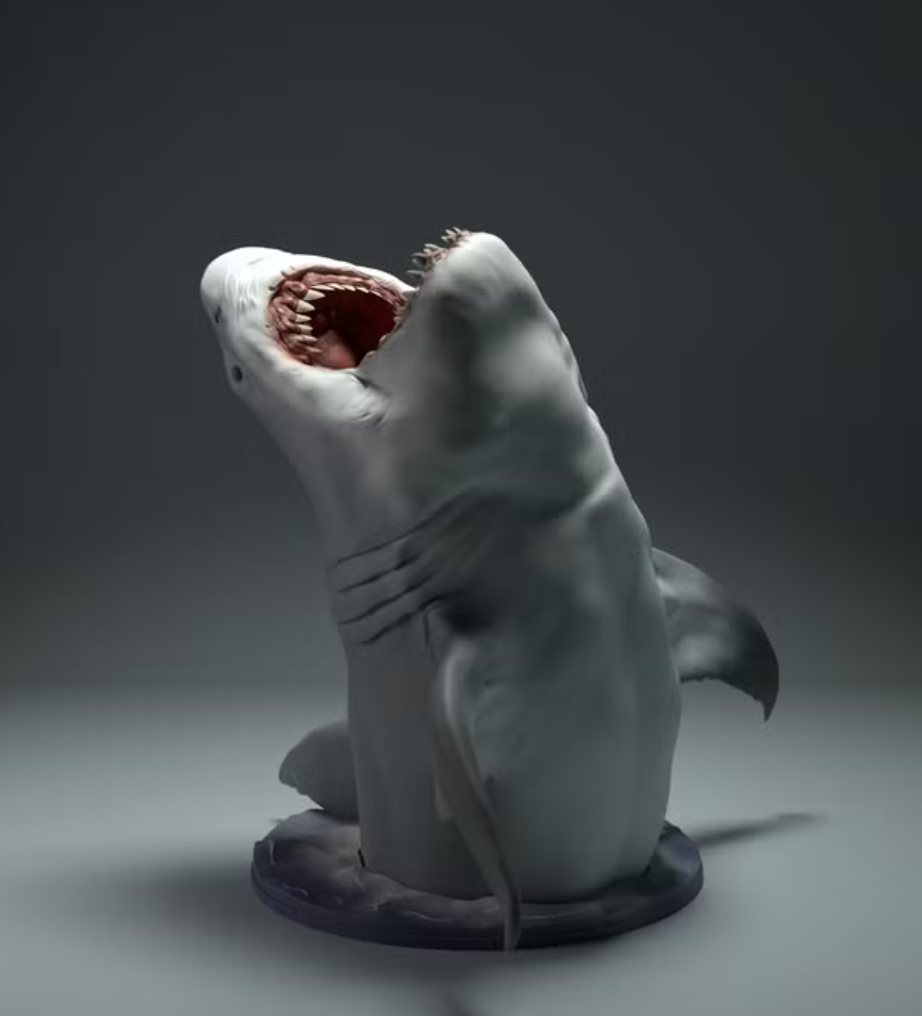 Weißer Hai kommt aus Wasser /Resin Miniatur-Tierfigur