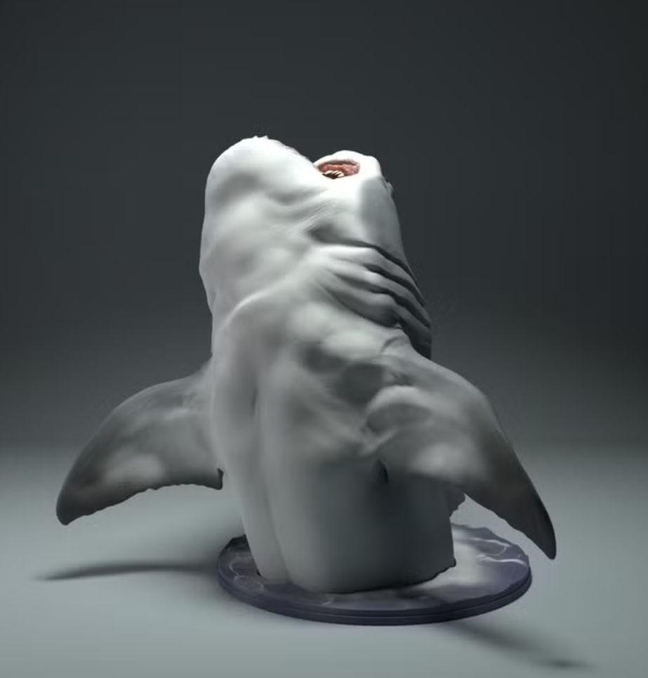 Weißer Hai kommt aus Wasser /Resin Miniatur-Tierfigur