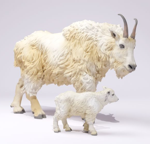 Mountain goat mother with kid No. 1 from Animal den miniatures