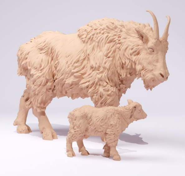 Mountain goat mother with kid No. 1 from Animal den miniatures