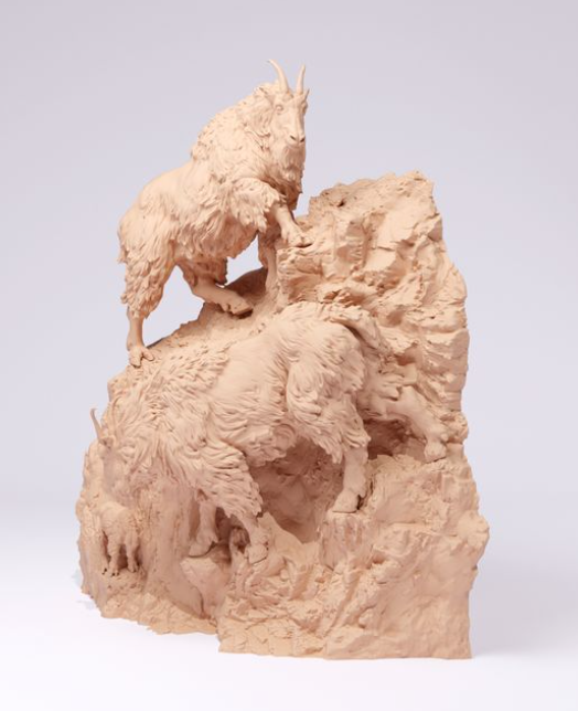 Mountain goats on rocks by Animal den miniatures