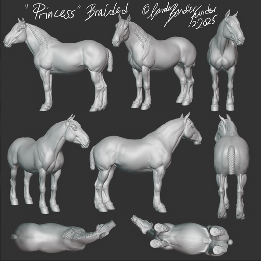 Cheval de trait « Princesse » à la crinière tressée par Carola Funder en impression 3D