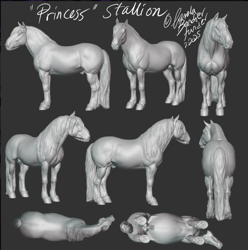 Cheval de trait « Princesse » à longue crinière par Carola Funder en impression 3D