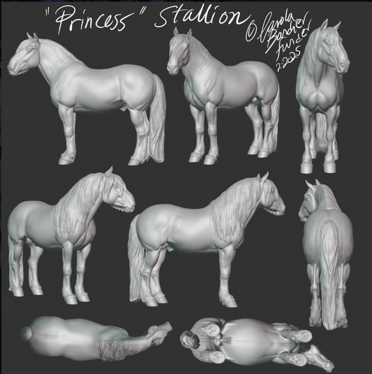 Cheval de trait « Princesse » à longue crinière par Carola Funder en impression 3D