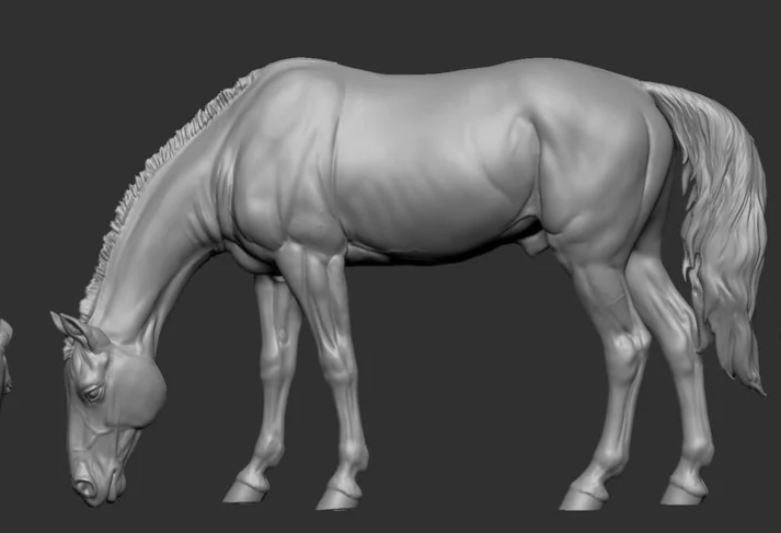 Grasendes Pferd von Katarina Katunina mit kurzer Mähne Modell 
