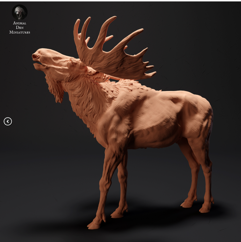 Miniatures d'élans provenant de tanières d'animaux, imprimées en 3D
