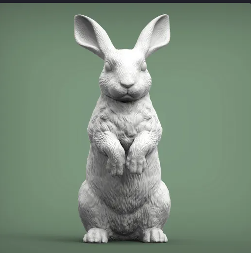 Hase macht Männchen von Akuzmenko / unbemalte 3D Druck Tierfigur
