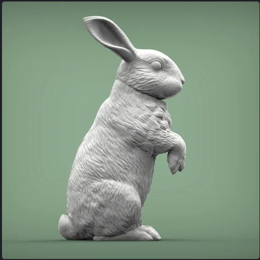 Lièvre en position d'écoute par Akuzmenko / figurine animale imprimée en 3D non peinte