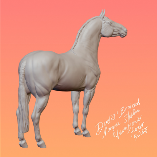 Murgese stallion "Duelist" by Carola Funder as 3D print / braided mane version