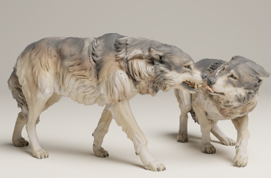 2 graue Wolfsrüden von animal den miniatures als 3D Druck