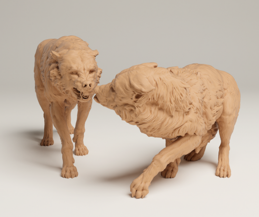2 graue Wolfsrüden von animal den miniatures als 3D Druck