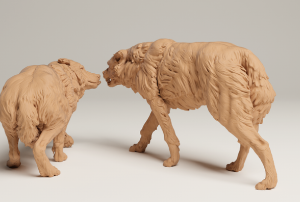 2 graue Wolfsrüden von animal den miniatures als 3D Druck