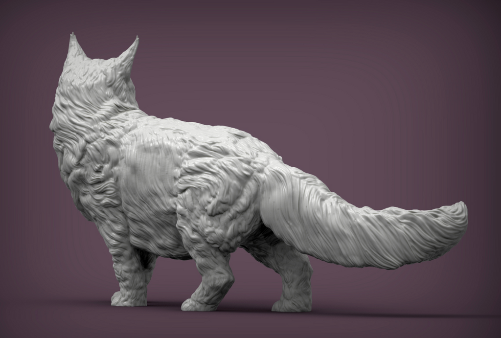 Chat Maine Coon regardant sur le côté par Azukmenko en impression 3D