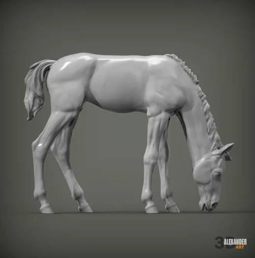 Grazing foal of Azukmenko as 3D print