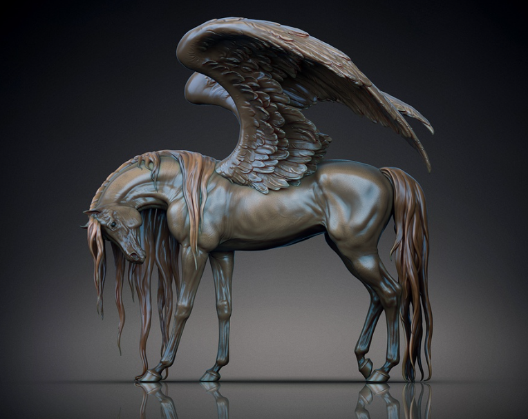 Beautiful Pegasus "Lucifer" by BreathTime as 3D print / wings can be printed separately!