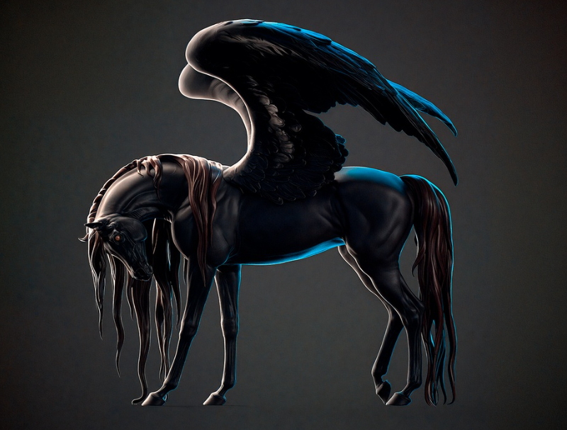 Beautiful Pegasus "Lucifer" by BreathTime as 3D print / wings can be printed separately!