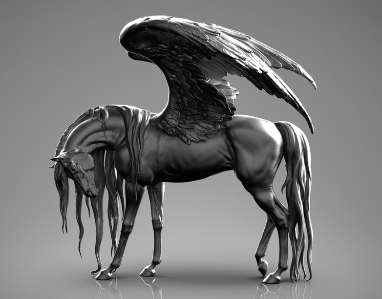 Beautiful Pegasus "Lucifer" by BreathTime as 3D print / wings can be printed separately!