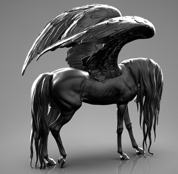 Beautiful Pegasus "Lucifer" by BreathTime as 3D print / wings can be printed separately!