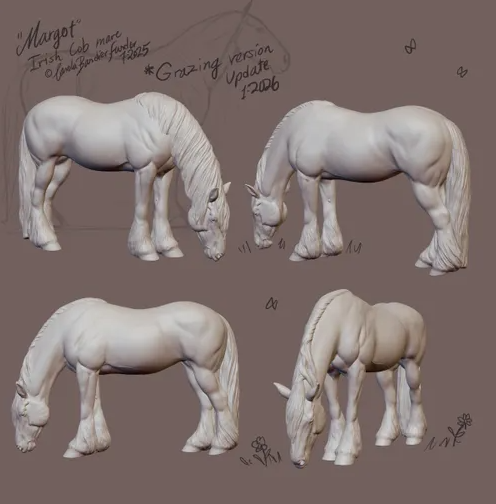 Grazing Irish Cob mare "Margot" by Carola Funder as a model horse