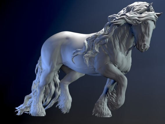 Romantische Cob Stute von Damaged_wing / 3D Druck Resin Modellpferd