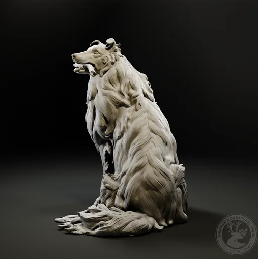 Collie mit Stöckchen von Animals and creatures minis / unbemalter Resin Druck