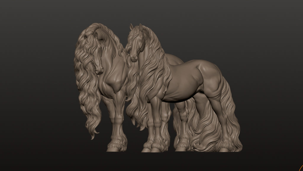 Duo Auroa und Orion von Foxys Repaints / unbemalte Resin Modellpferde