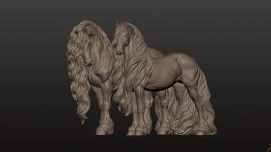 Duo Auroa und Orion von Foxys Repaints / unbemalte Resin Modellpferde