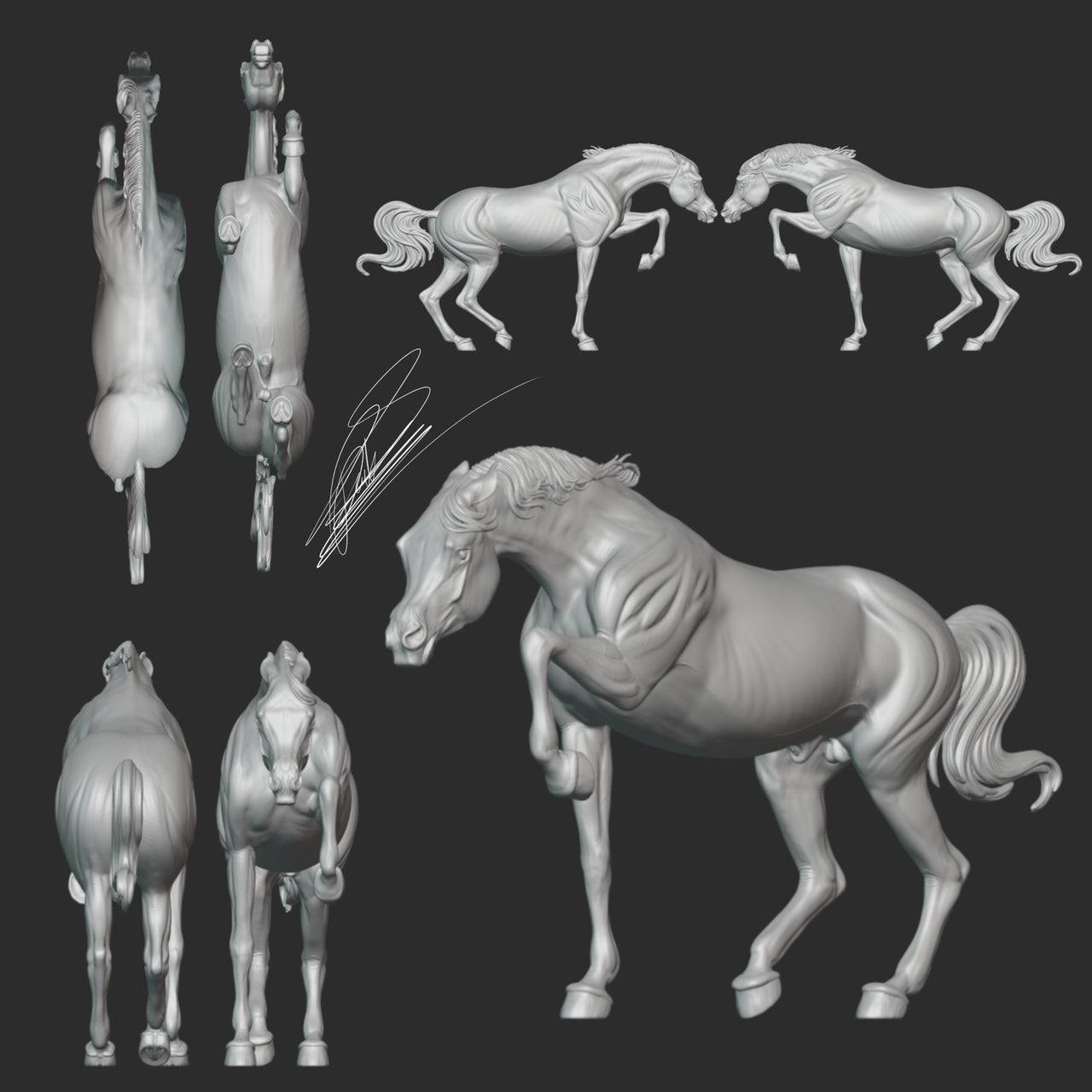 Aggressive Arabian stallion "Silas" by Rudzia.doodles / Exclusively available from us